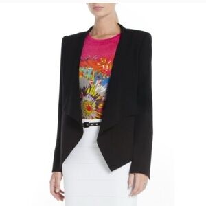 BCBG MAXAZRIA OFF BLACK AUBREE COLLARED JACKET - XXS AUBREE BLAZER - BLACK